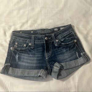 Miss Me Dark Blue Jean Shorts